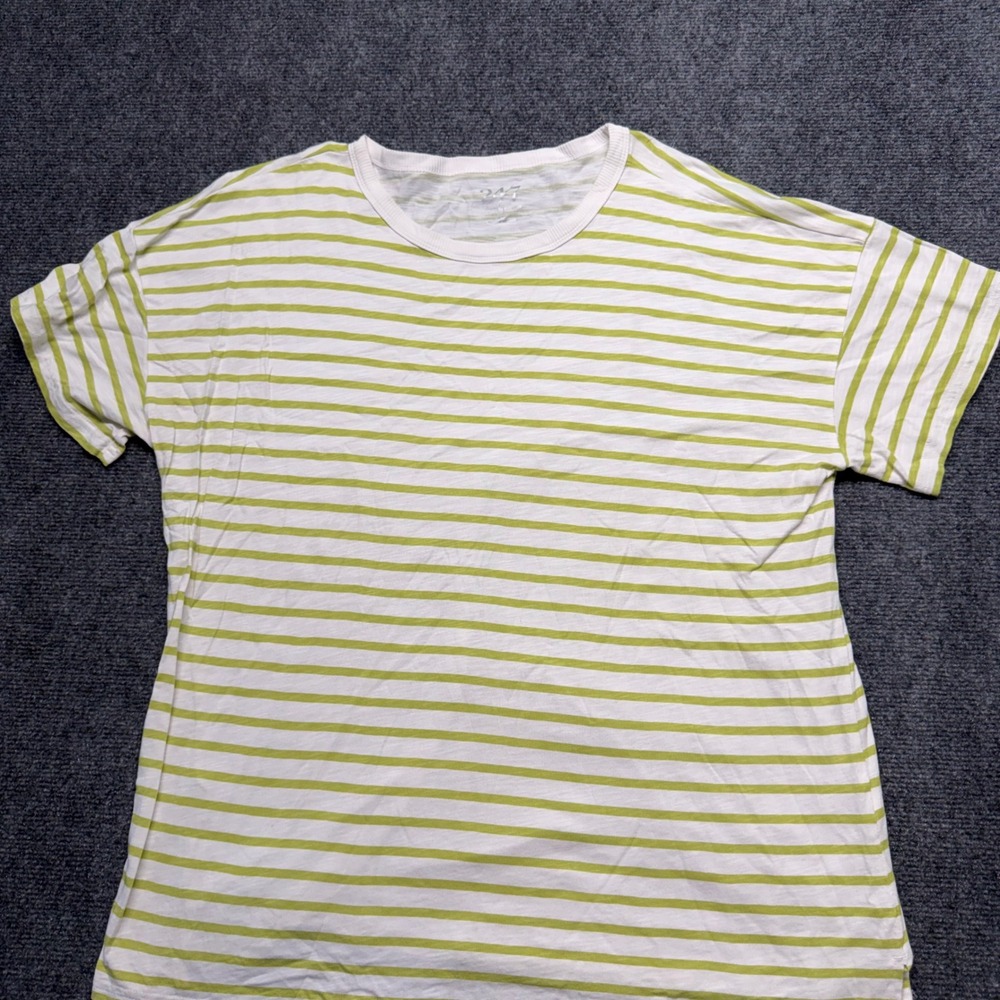 24/7 by Maurices Womens XXL T-Shirt Green White Striped Cotton Modal Crew Neck - Picture 1 of 8